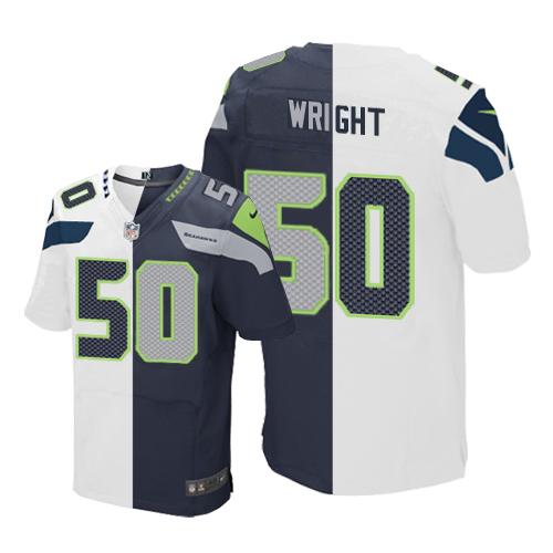 Nike Seahawks #50 K.J. Wright White Steel Blue Men's Stitched NFL Elite Split Jersey Nike Seahawks #50 K.J. Wright White Steel Blue Men's Stitched NFL Elite Split Jersey