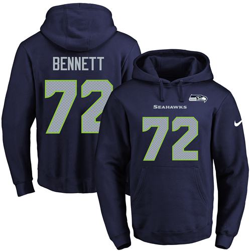 Nike Seahawks #72 Michael Bennett Navy Blue Name & Number Pullover NFL Hoodie Nike Seahawks #72 Michael Bennett Navy Blue Name & Number Pullover NFL Hoodie