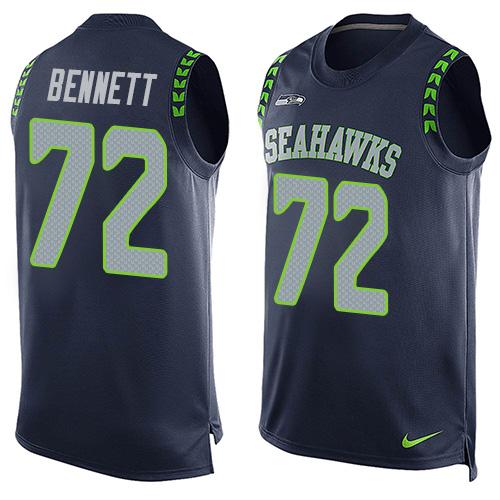 Nike Seahawks #72 Michael Bennett Steel Blue Team Color Men's Stitched NFL Limited Tank Top Jersey Nike Seahawks #72 Michael Bennett Steel Blue Team Color Men's Stitched NFL Limited Tank Top Jersey