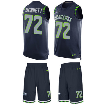 Nike Seahawks #72 Michael Bennett Steel Blue Team Color Men's Stitched NFL Limited Tank Top Suit Jersey Nike Seahawks #72 Michael Bennett Steel Blue Team Color Men's Stitched NFL Limited Tank Top Suit Jersey