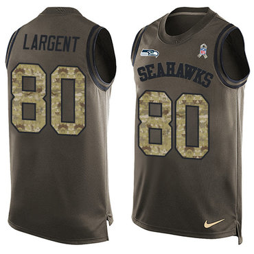 Nike Seahawks #80 Steve Largent Green Men's Stitched NFL Limited Salute To Service Tank Top Jersey