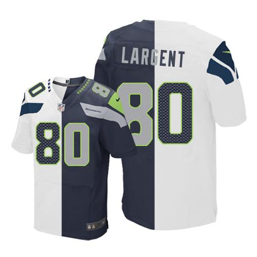 Nike Seahawks #80 Steve Largent White Steel Blue Men's Stitched NFL Elite Split Jersey Nike Seahawks #80 Steve Largent White Steel Blue Men's Stitched NFL Elite Split Jersey