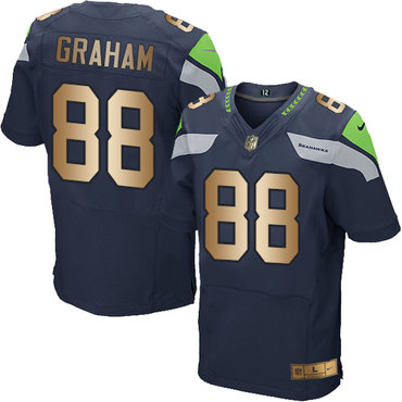 Nike Seahawks #88 Jimmy Graham Steel Blue Team Color Men's Stitched NFL Elite Gold Jersey Nike Seahawks #88 Jimmy Graham Steel Blue Team Color Men's Stitched NFL Elite Gold Jersey