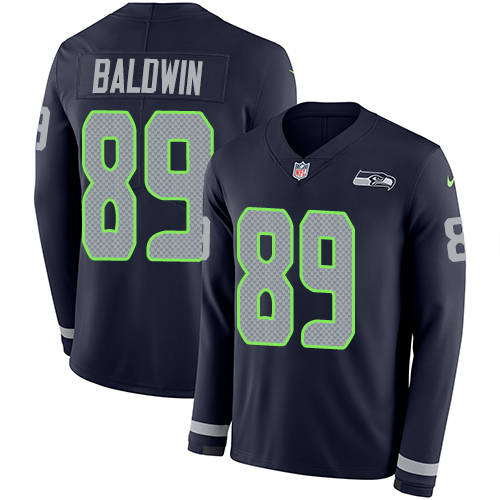 Nike Seahawks #89 Doug Baldwin Steel Blue Team Color Men's Stitched NFL Limited Therma Long Sleeve Jersey Nike Seahawks #89 Doug Baldwin Steel Blue Team Color Men's Stitched NFL Limited Therma Long Sleeve Jersey
