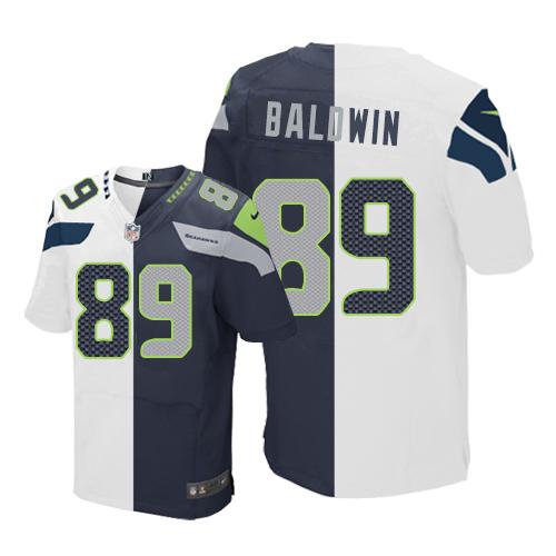 Nike Seahawks #89 Doug Baldwin White Steel Blue Men's Stitched NFL Elite Split Jersey - 副本 Nike Seahawks #89 Doug Baldwin White Steel Blue Men's Stitched NFL Elite Split Jersey - 副本