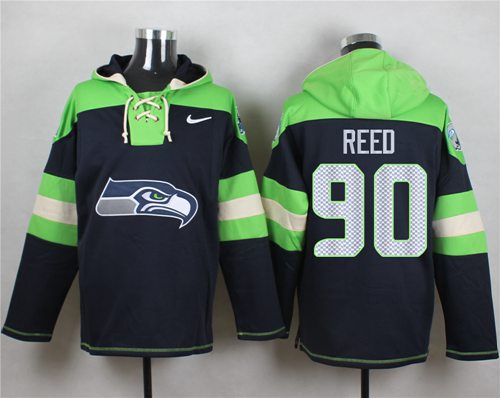 Nike Seahawks #90 Jarran Reed Navy Blue Player Pullover NFL Hoodie Nike Seahawks #90 Jarran Reed Navy Blue Player Pullover NFL Hoodie