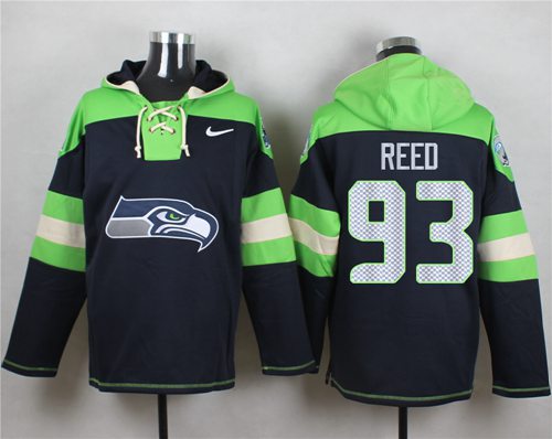 Nike Seahawks #93 Jarran Reed Navy Blue Player Pullover NFL Hoodie Nike Seahawks #93 Jarran Reed Navy Blue Player Pullover NFL Hoodie