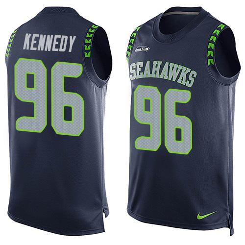 Nike Seahawks #96 Cortez Kennedy Steel Blue Team Color Men's Stitched NFL Limited Tank Top Jersey Nike Seahawks #96 Cortez Kennedy Steel Blue Team Color Men's Stitched NFL Limited Tank Top Jersey