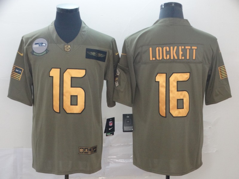 Nike Seahawks 16 Tyler Lockett 2019 Olive Gold Salute To Service Limited Jersey Nike Seahawks 16 Tyler Lockett 2019 Olive Gold Salute To Service Limited Jersey