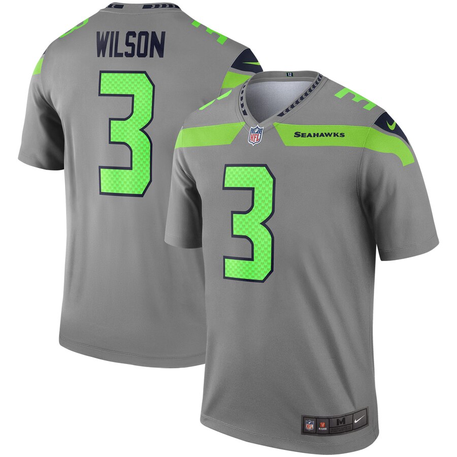 Nike Seahawks 3 Russell Wilson Gray Inverted Legend Jersey Nike Seahawks 3 Russell Wilson Gray Inverted Legend Jersey