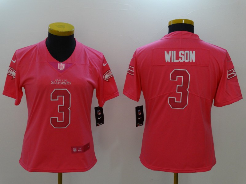Nike Seahawks 3 Russell Wilson Pink Fashion Women Limited Jersey Nike Seahawks 3 Russell Wilson Pink Fashion Women Limited Jersey