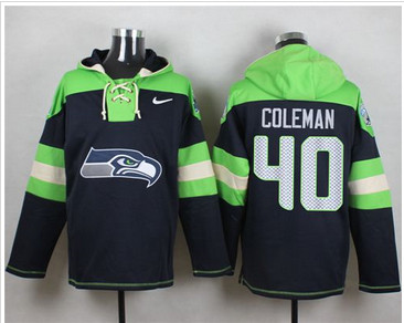 Nike Seattle Seahawks #40 Derrick Coleman Steel Blue Player Pullover NFL Hoodie