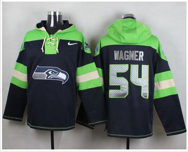 Nike Seattle Seahawks #54 Bobby Wagner Steel Blue Player Pullover NFL Hoodie