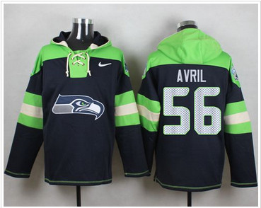 Nike Seattle Seahawks #56 Cliff Avril Steel Blue Player Pullover NFL Hoodie