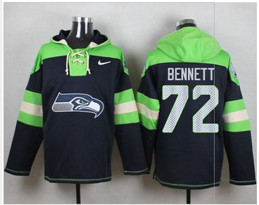 Nike Seattle Seahawks #72 Michael Bennett Steel Blue Player Pullover NFL Hoodie