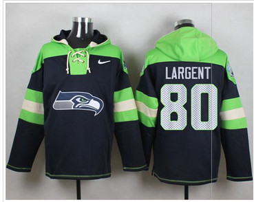 Nike Seattle Seahawks #80 Steve Largent Steel Blue Player Pullover NFL Hoodie