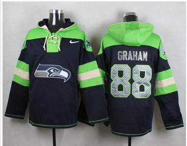 Nike Seattle Seahawks #88 Jimmy Graham Steel Blue Player Pullover NFL Hoodie Nike Seattle Seahawks #88 Jimmy Graham Steel Blue Player Pullover NFL Hoodie