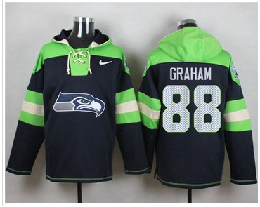 Nike Seattle Seahawks #88 Jimmy Graham Steel Blue Player Pullover NFL Hoodie