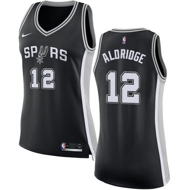 Nike Spurs #12 LaMarcus Aldridge Black Women's NBA Swingman Icon Edition Jersey