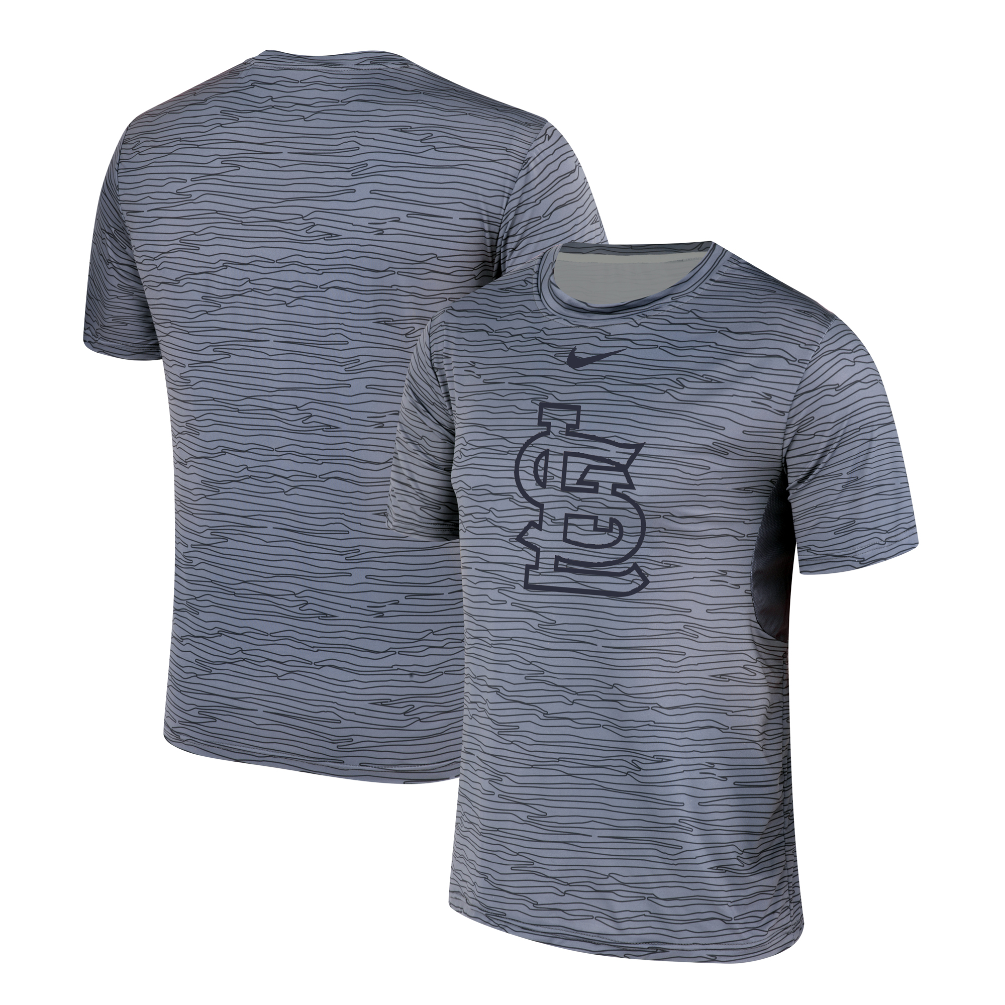 Nike St. Louis Cardinals Gray Black Striped Logo Performance T-Shirt Nike St. Louis Cardinals Gray Black Striped Logo Performance T-Shirt