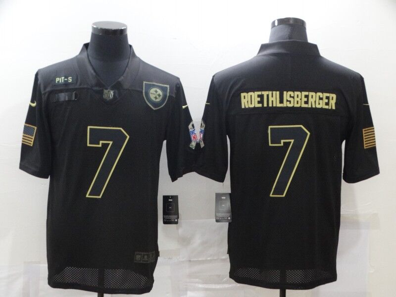 Nike Steelers  #7 Ben Roethlisberger Black 2020 Salute To Service Limited Jersey