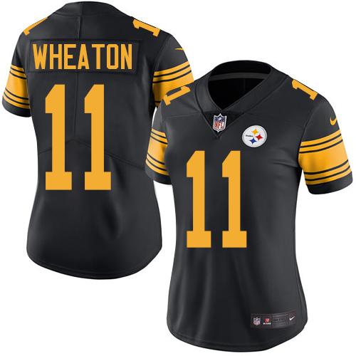Nike Steelers #11 Markus Wheaton Black Women's Stitched NFL Limited Rush Jersey