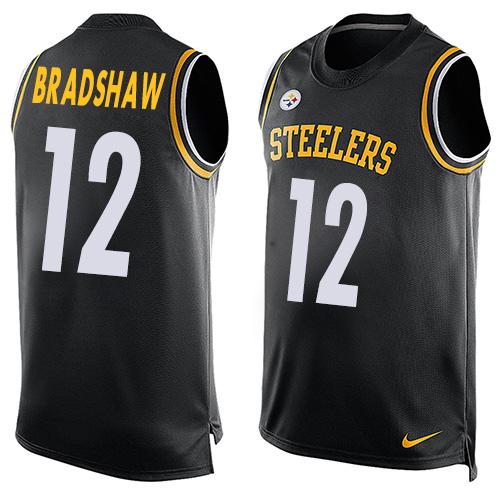 Nike Steelers #12 Terry Bradshaw Black Team Color Men's Stitched NFL Limited Tank Top Jersey Nike Steelers #12 Terry Bradshaw Black Team Color Men's Stitched NFL Limited Tank Top Jersey