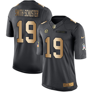 Nike Steelers #19 JuJu Smith-Schuster Black Men's Stitched NFL Limited Gold Salute To Service Jersey