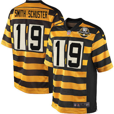 Nike Steelers #19 JuJu Smith-Schuster Yellow Black Alternate Men's Stitched NFL 80TH Throwback Elite Jersey