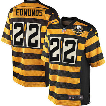 Nike Steelers #22 Terrell Edmunds Yellow Black Alternate Men's Stitched NFL 80TH Throwback Elite Jersey Nike Steelers #22 Terrell Edmunds Yellow Black Alternate Men's Stitched NFL 80TH Throwback Elite Jersey