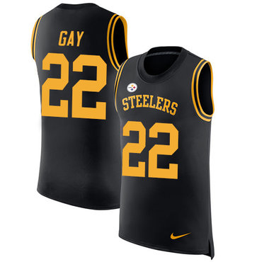 Nike Steelers #22 William Gay Black Team Color Men's Stitched NFL Limited Rush Tank Top Jersey