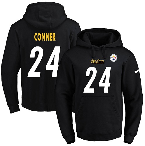 Nike Steelers #24 James Conner Black Name & Number Pullover NFL Hoodie Nike Steelers #24 James Conner Black Name & Number Pullover NFL Hoodie