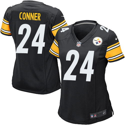 Nike Steelers #24 James Conner Black Team Color Women's Stitched NFL Elite Jersey