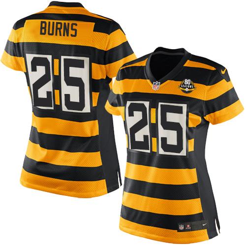 Nike Steelers #25 Artie Burns Yellow Black Alternate Women's Stitched NFL Elite Jersey