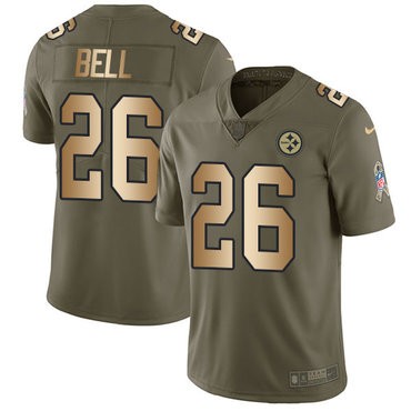 Nike Steelers #26 Le'Veon Bell Olive Gold Men's Stitched NFL Limited 2017 Salute To Service Jersey