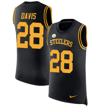 Nike Steelers #28 Sean Davis Black Team Color Men's Stitched NFL Limited Rush Tank Top Jersey