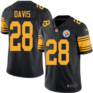 Nike Steelers #28 Sean Davis Black Youth Stitched NFL Limited Rush Jersey
