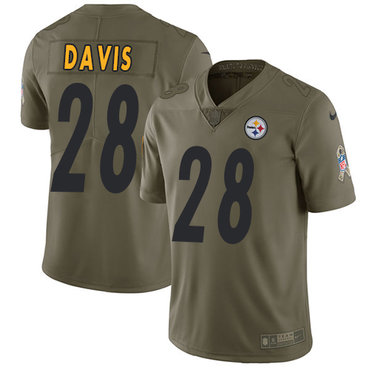 Nike Steelers #28 Sean Davis Olive Men's Stitched NFL Limited 2017 Salute to Service Jersey