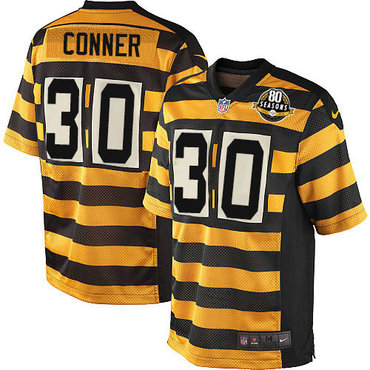 Nike Steelers #30 James Conner Black Yellow Alternate Youth Stitched NFL Elite Jersey