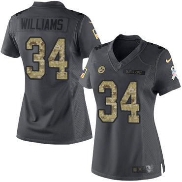 Nike Steelers #34 DeAngelo Williams Black Women's Stitched NFL Limited 2016 Salute to Service Jersey