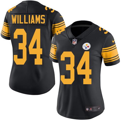 Nike Steelers #34 DeAngelo Williams Black Women's Stitched NFL Limited Rush Jersey