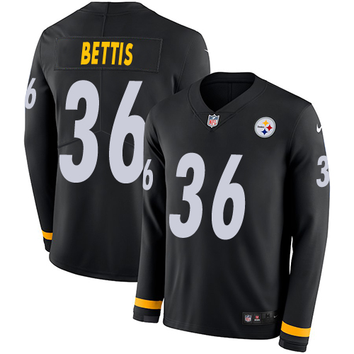 Nike Steelers #36 Jerome Bettis Black Team Color Men's Stitched NFL Limited Therma Long Sleeve Jersey Nike Steelers #36 Jerome Bettis Black Team Color Men's Stitched NFL Limited Therma Long Sleeve Jersey