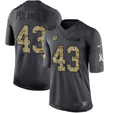 Nike Steelers #43 Troy Polamalu Black Men's Stitched NFL Limited 2016 Salute to Service Jersey Nike Steelers #43 Troy Polamalu Black Men's Stitched NFL Limited 2016 Salute to Service Jersey