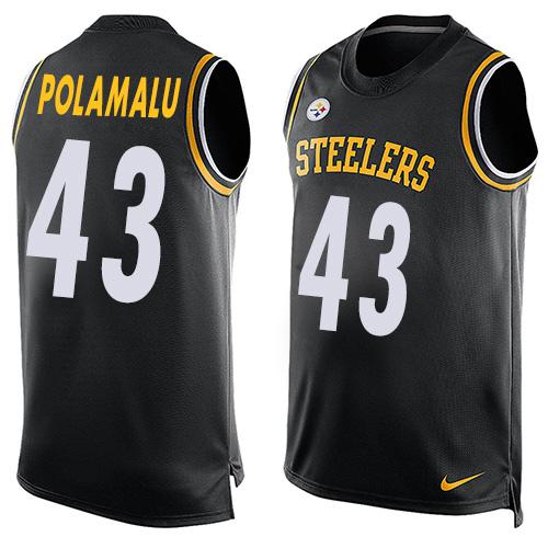 Nike Steelers #43 Troy Polamalu Black Team Color Men's Stitched NFL Limited Tank Top Jersey Nike Steelers #43 Troy Polamalu Black Team Color Men's Stitched NFL Limited Tank Top Jersey