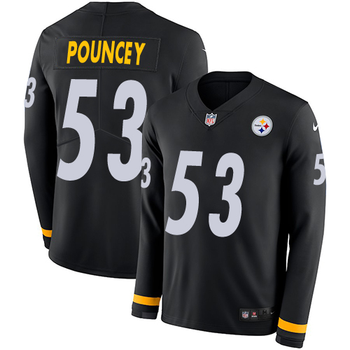 Nike Steelers #53 Maurkice Pouncey Black Team Color Men's Stitched NFL Limited Therma Long Sleeve Jersey Nike Steelers #53 Maurkice Pouncey Black Team Color Men's Stitched NFL Limited Therma Long Sleeve Jersey