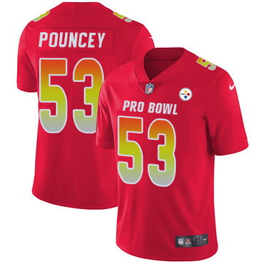 Nike Steelers #53 Maurkice Pouncey Red Women's Stitched NFL Limited AFC 2018 Pro Bowl Jersey