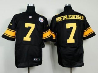 Nike Steelers #7 Ben Roethlisberger Black(Gold No.) Men's Stitched NFL Elite Jersey Nike Steelers #7 Ben Roethlisberger Black(Gold No.) Men's Stitched NFL Elite Jersey