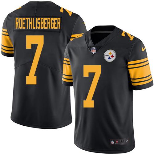 Nike Steelers #7 Ben Roethlisberger Black Youth Stitched NFL Limited Rush Jersey