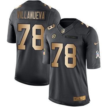 Nike Steelers #78 Alejandro Villanueva Black Men's Stitched NFL Limited Gold Salute To Service Jersey