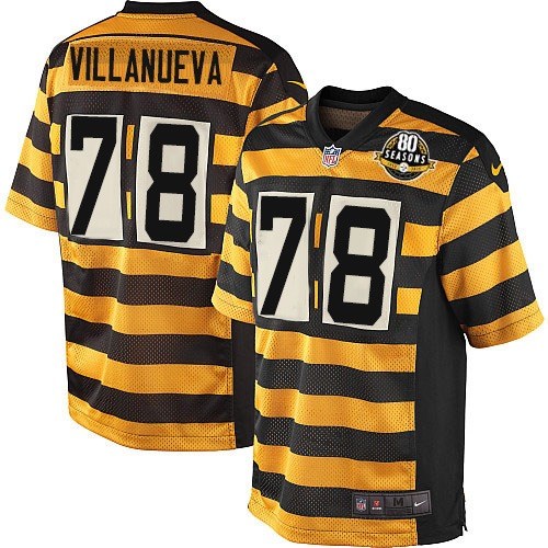 Nike Steelers #78 Alejandro Villanueva Black Yellow Alternate Youth Stitched NFL Limited Jersey